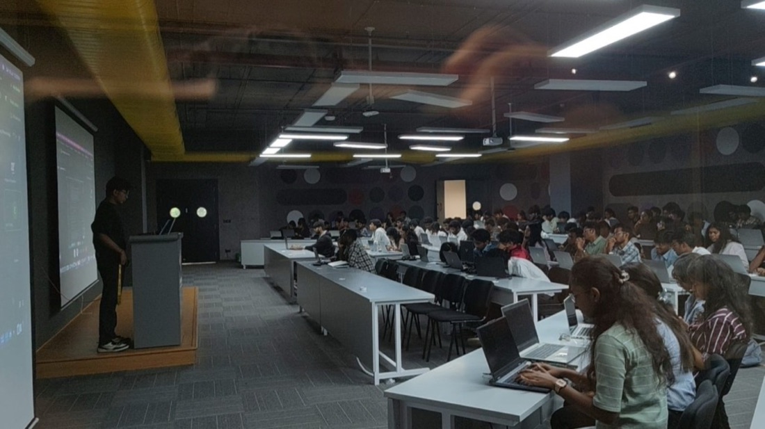 Demos on stage at the OpenSwarm Build Jam